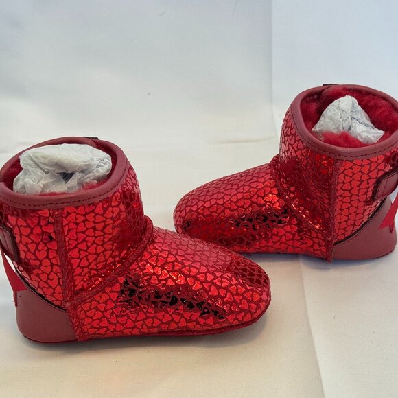 NEW in Box UGG Red Toddler Jesse Bow II Gel Hearts Boots - Picture 6 of 9